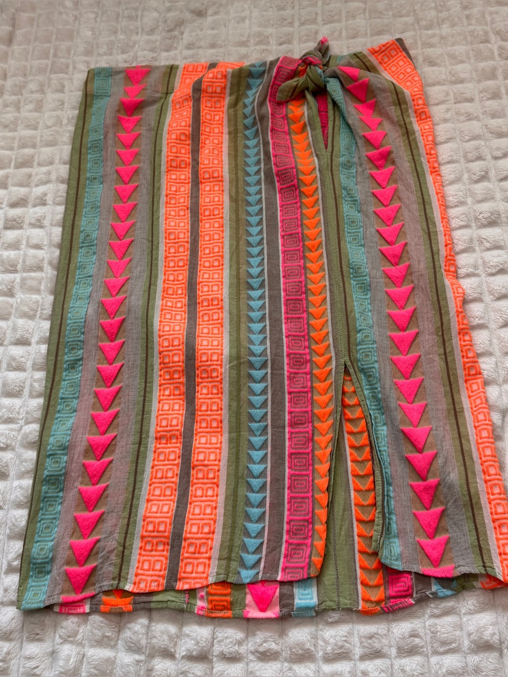 Devotion Twins Large Multicolor Striped Tie Waist Midi Skirt